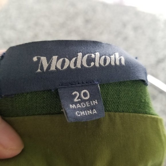 Modcloth Olive Green  Pleated Midi Skirt Linen Rayon 20 - Picture 4 of 11